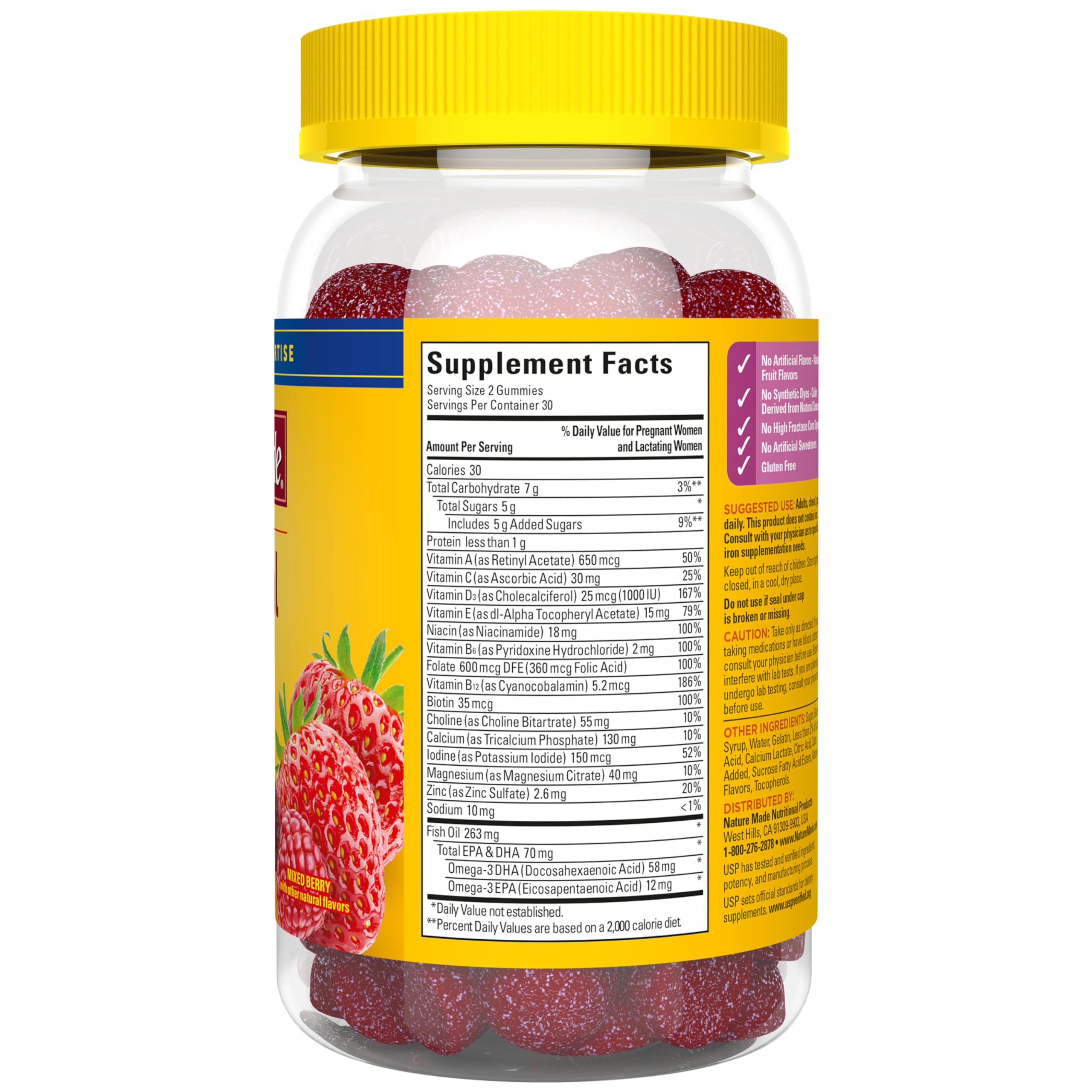 Nature Made Prenatal Gummies with DHA and Folic Acid, 60 Gummies | Prenatal Vitamins for Women for Daily Nutritional Support, With Folic Acid and 15 Other Nutrients, Gluten Free, 30 Day Supply