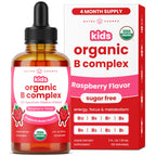 NutraChamps Organic Vitamin B Complex for Kids, B1, B2, B3, B6, B7, B9 & Methyl B12, Kids B Complex Liquid Drops Supplement, Energy, Focus, Metabolism, Natural Berry, 120 Servings, 4 Month Supply
