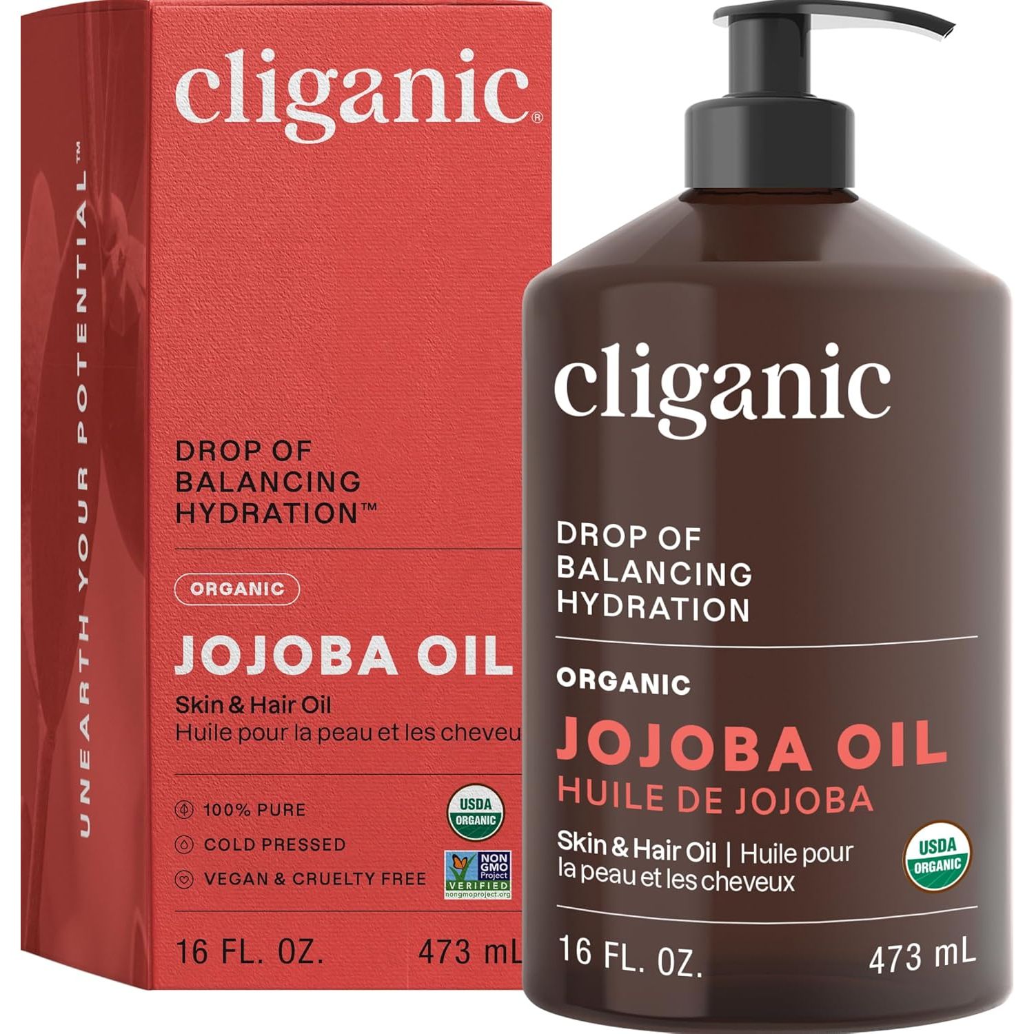 Buy now Cliganic Organic Jojoba Oil, 100% Pure (2oz) | Natural Cold Pressed Unrefined Hexane Free Oil for Hair & Face | Base Carrier (Packaging May Vary) 16 Fl Oz (Pack of 1) at indiglob india