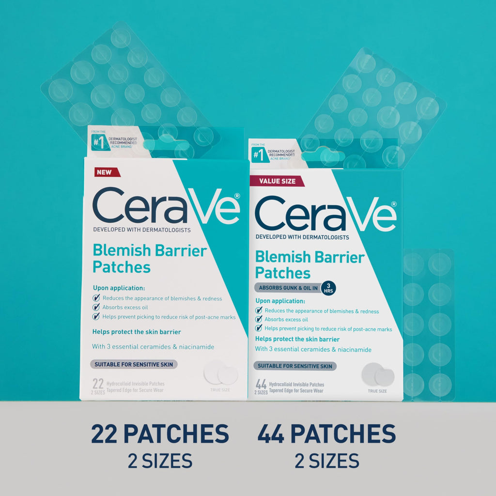 CeraVe Hydrocolloid Blemish Patches, Pimple Patches for Face, 22ct | Absorbs Oil with Niacinamide and Ceramides, Ultra-Thin Acne Patches That Blend Into All Skin Tones, For Sensitive Skin