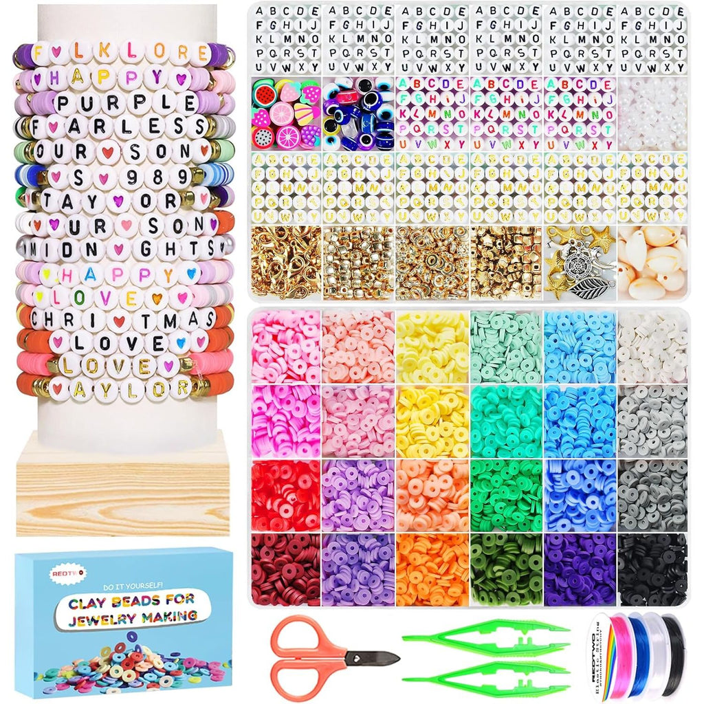 Buy now Redtwo Friendship Bracelet Kit Concert Bracelets Merch, 2 boxs 7200pcs Clay Beads Jewelry Making Kit with Number Letter Beads Album Inspired Bracelets Gift for Girls Kids Teen Crafts 24 Colors at indiglob india