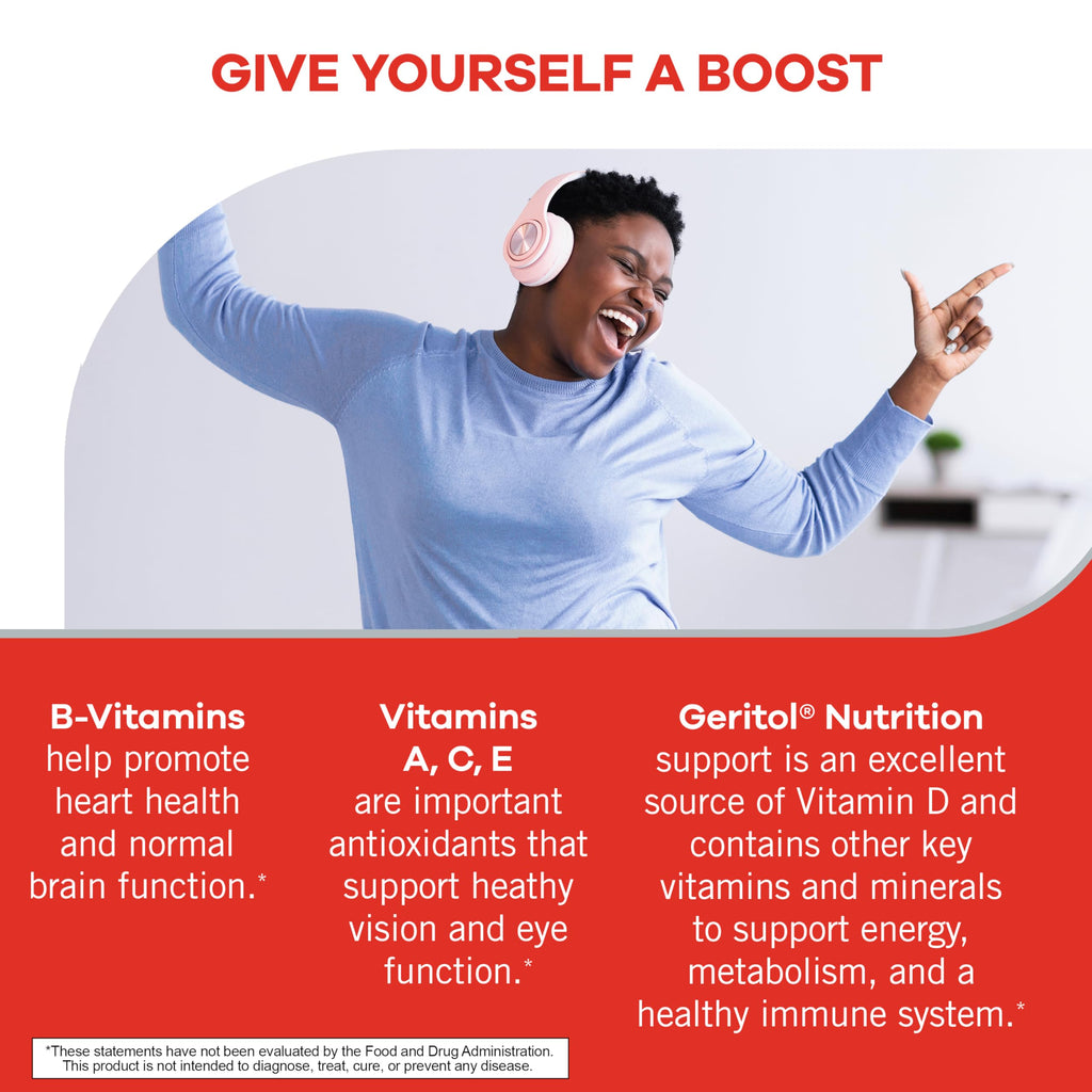 Geritol Multivitamin Supplement, 27 Essential Vitamins & Minerals, 40 Tabs | Daily support for adults, multivitamin tablets with 27 essential vitamins and minerals, gluten-free, non-GMO