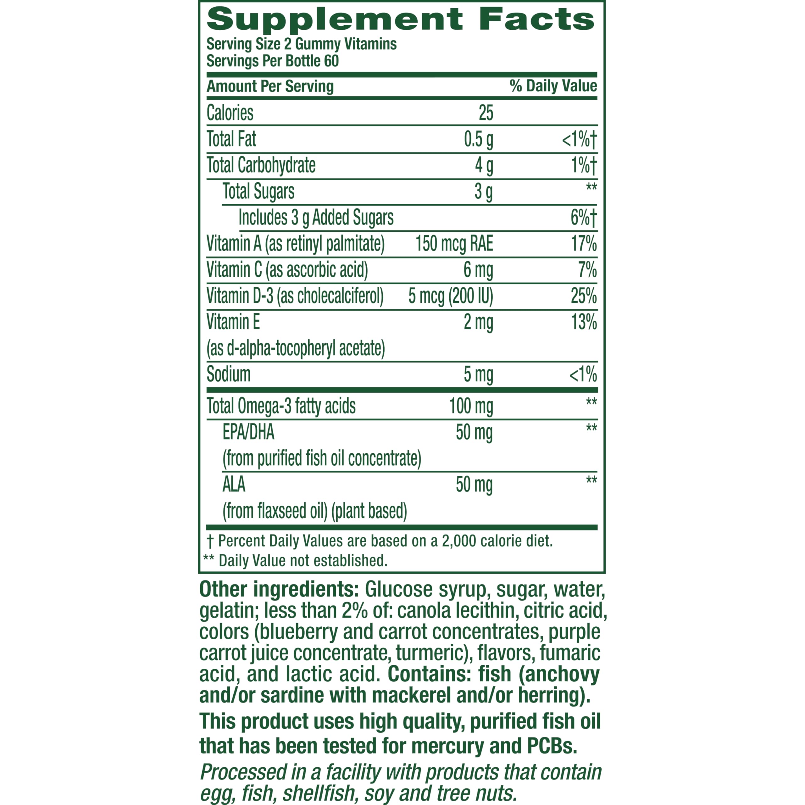 Vitafusion Omega 3 Gummies | 120 Adult Gummy Vitamins | Blend of EPA, DHA & ALA | for Women & Men | Raspberry Lemonade Flavor | Gluten-Free Supplement