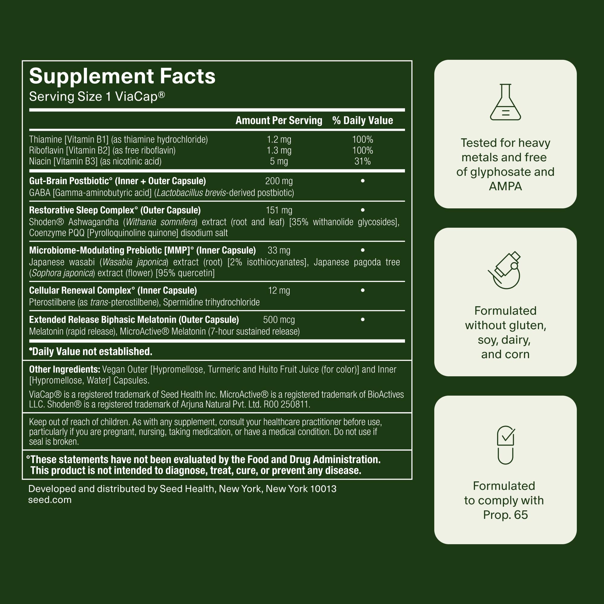 Seed PM-02 Sleep + Restore - for Adults - 30-Day Supply with Jar | Non-Habit Forming - Gentle Melatonin & Ashwagandha - Nightly Sleep Support - Vegan Capsules