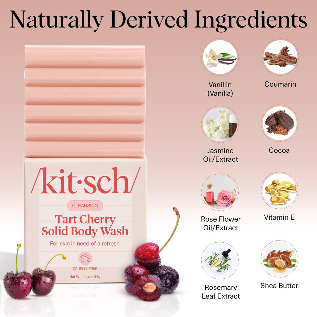 Buy now Kitsch Cleansing Tart Cherry Soap Bar with Refreshing Scent - Eco-Friendly Body Wash Women Love - Cherry Solid Bar Soap for Daily Use - Silicone, Sulfate and Paraben Free, Made in USA - 4oz at indiglob india