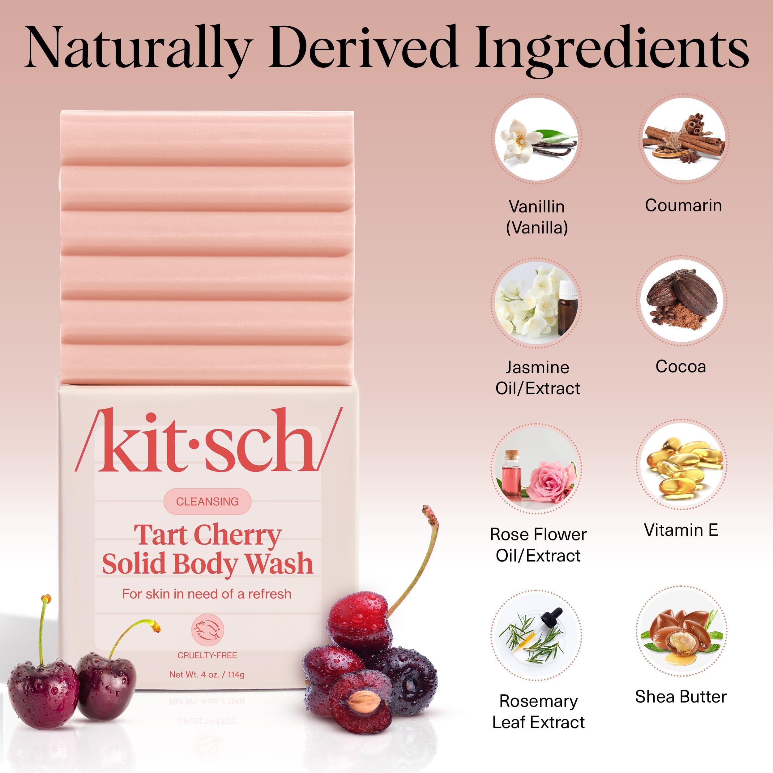 Buy now Kitsch Cleansing Tart Cherry Soap Bar with Refreshing Scent - Eco-Friendly Body Wash Women Love - Cherry Solid Bar Soap for Daily Use - Silicone, Sulfate and Paraben Free, Made in USA - 4oz at indiglob india