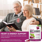 Super Beetroot Gummies, 8 in 1 Beet Root 4,000mg with Grape Seed Extract & CoQ10, Sugar Free - 90 Count (1)