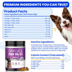 Fish Oil for Dogs Allergy and Itch Relief Chews - Omega 3 for Dog Skin and Coat Care - Salmon Oil for Dogs Anti Shedding Supplement Hot Spot Treatment EPA & DHA 200 Ct