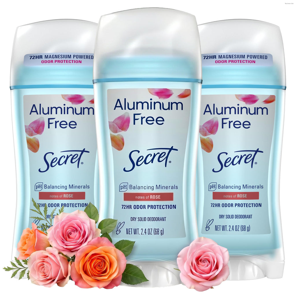 Secret Aluminum Free Deodorant for Women, 48hr Odor Protection, Naturally Derived Ingredients, Free of Parabens Dyes Talc & Baking Soda, PH Balanced, Dry Solid, Coconut Scent, 2.4 oz (Pack Of 3)
