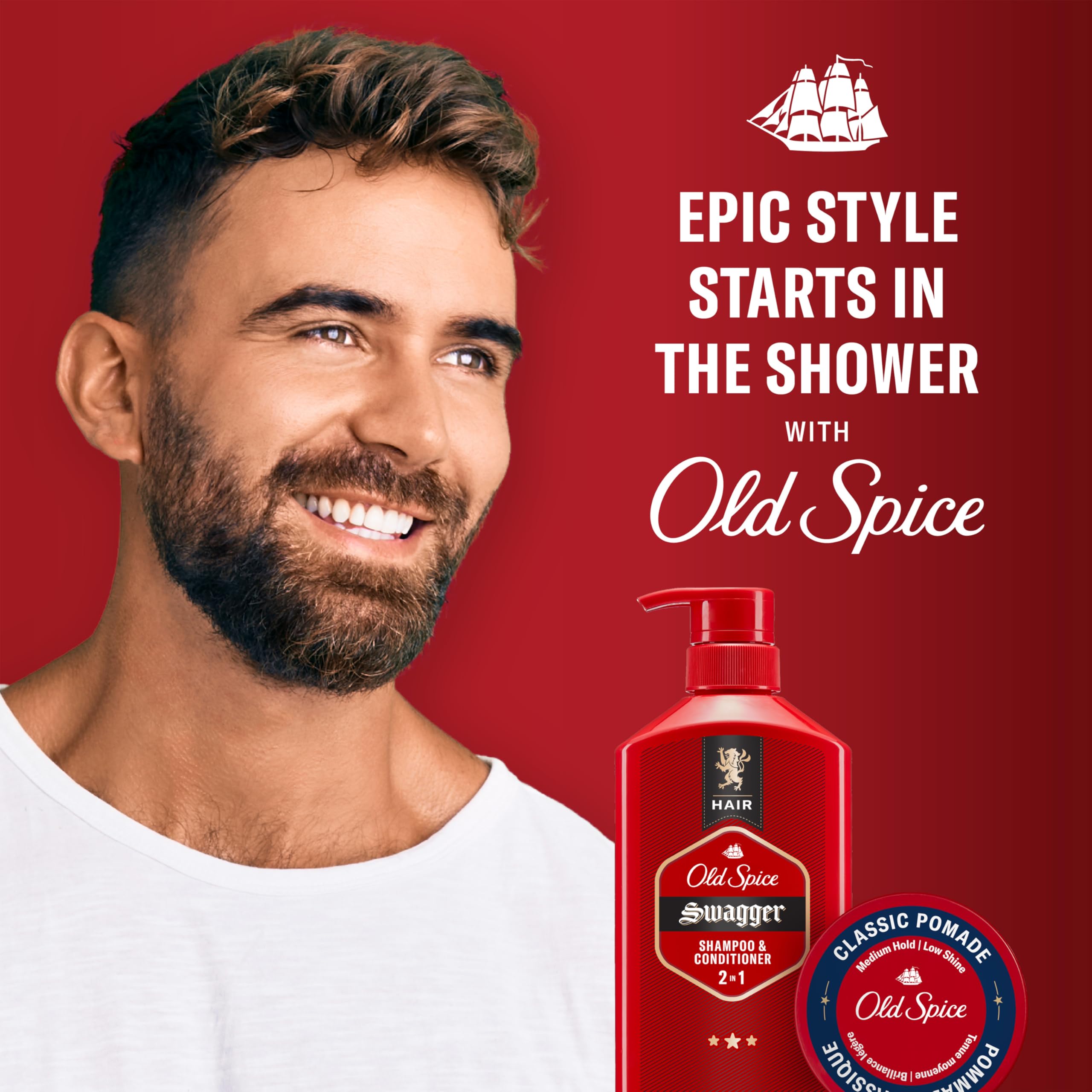 Old Spice Mens Hair Pomade, Medium Hold, Low Shine, Mens Hair Styling, 2.22 oz
