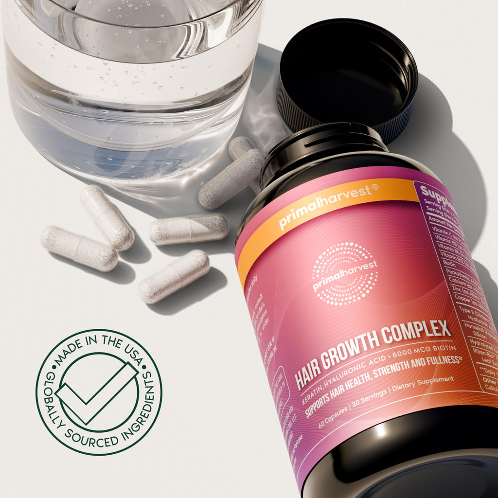 Primal Harvest Hair Growth Complex - Daily Supplement, Gluten & Dairy Free