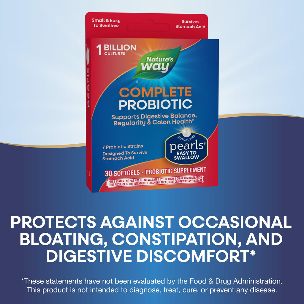 Nature's Way Complete Probiotic Pearls,Supports Digestive Balance*,1 Billion Live Cultures,Supplement for Men and Women,No Refrigeration Required,30 softgels,(Pack of 2)