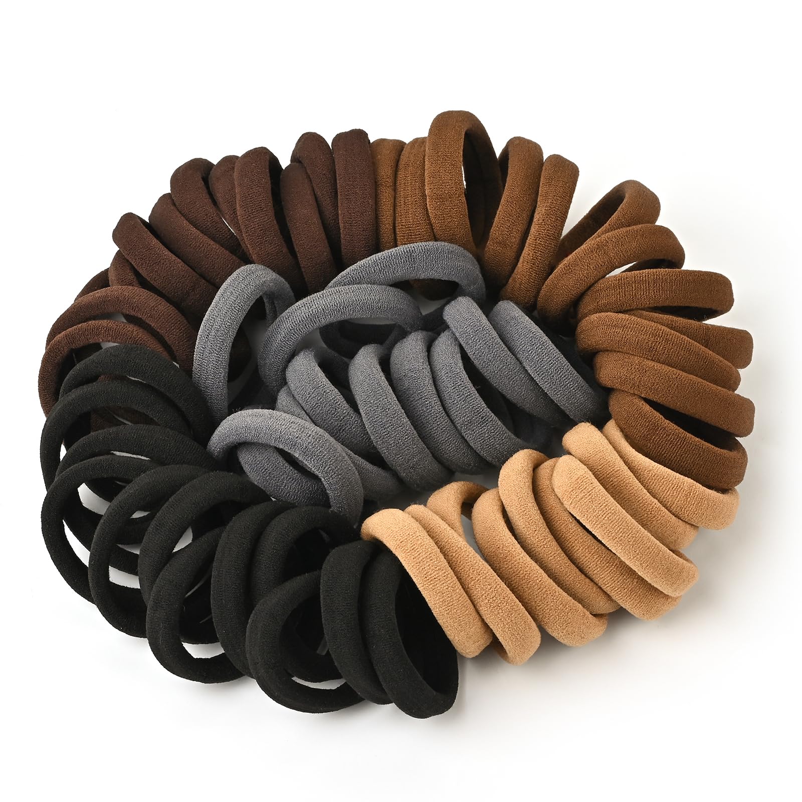 50PCS Hair Ties for Thick Hair, Seamless Cotton Ponytail Holders | Hair ties for Thick Hair, No Damage (Neutral Colors) Hair Accessories