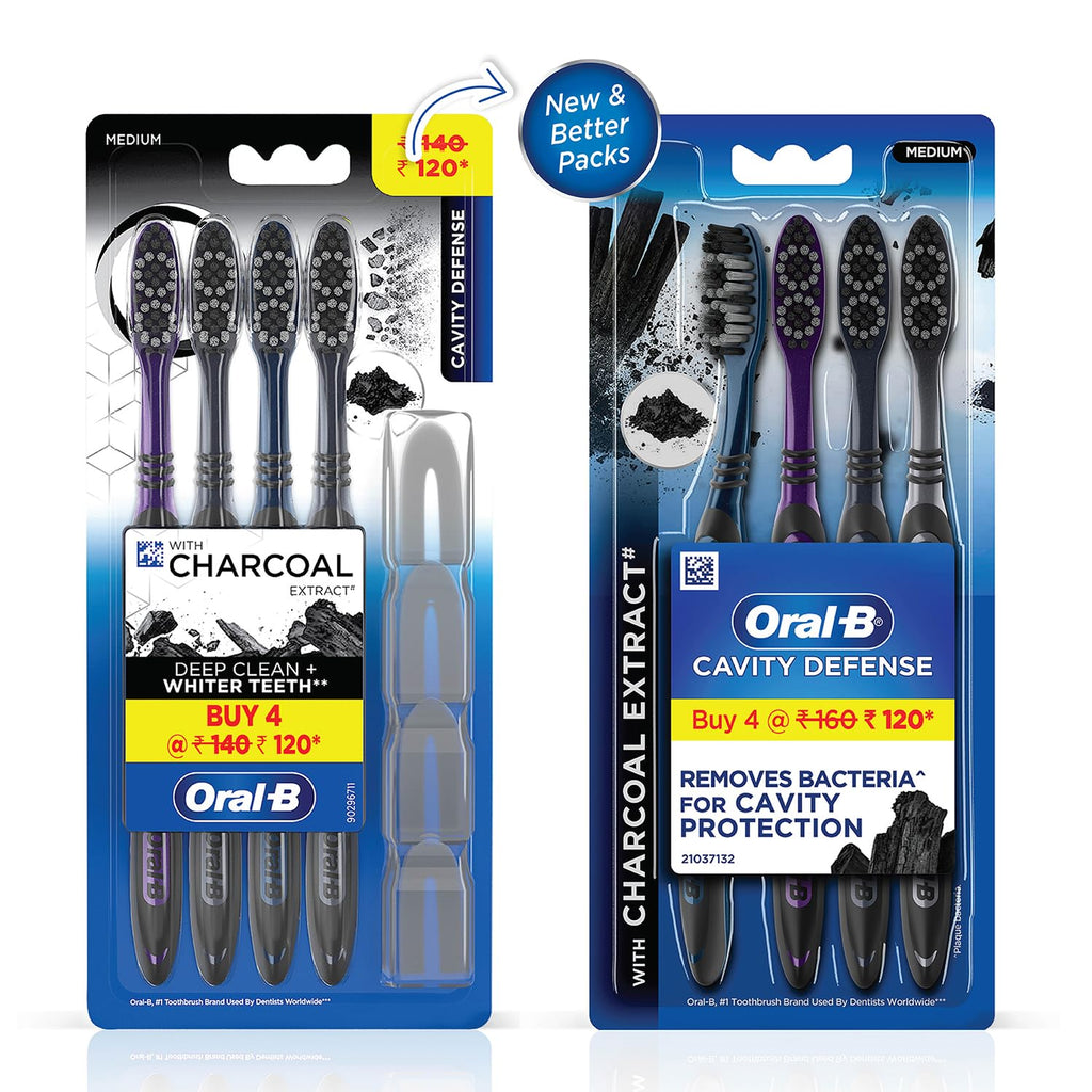Buy now Oral B Cavity Defense 123 Black Toothbrush â€¹Â¨Â« Medium (Pack of 4) at indiglob india