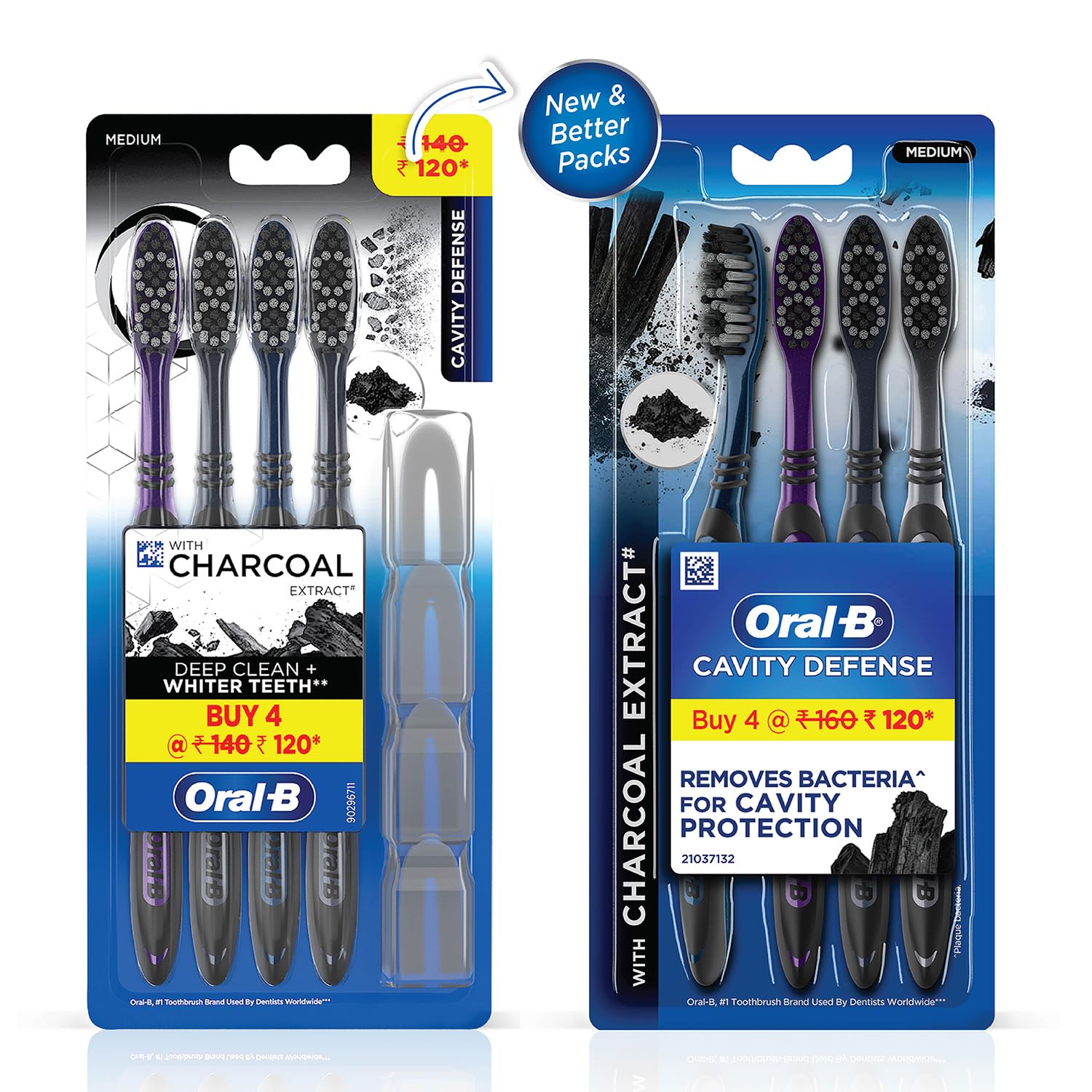 Buy now Oral B Cavity Defense 123 Black Toothbrush â€¹Â¨Â« Medium (Pack of 4) at indiglob india