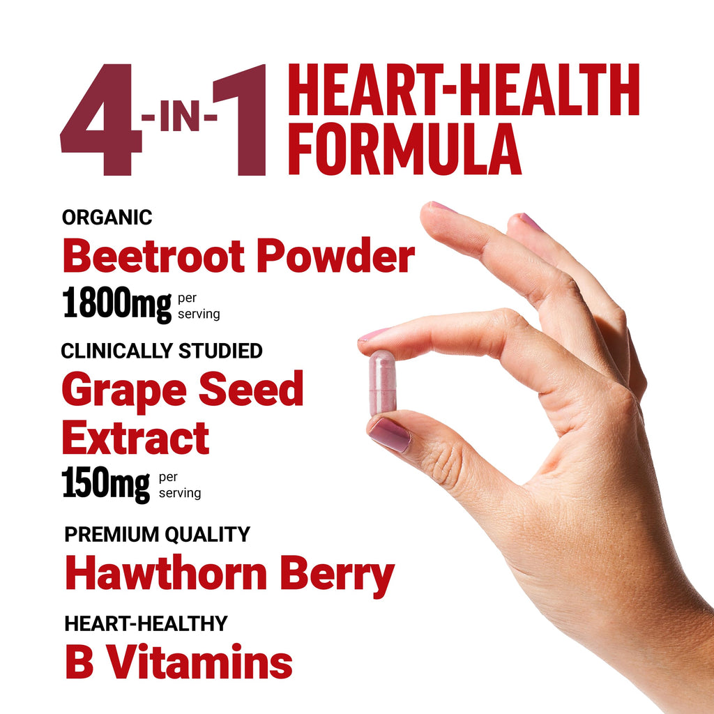 Force Factor Total Beets 1800mg Beet Root Capsules, Blood Pressure Support | with Organic Beet Root Powder, Hawthorn Berry, Support Nitric Oxide, Circulation & Blood Flow, 90 Vegetable Capsules