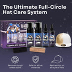 Hat Cleaning Kit – 4-Step Headwear Cleaner with Foam, Brush, Deodorizer & Protector – Safe for Baseball Caps, Snapbacks & All Types of Fabrics