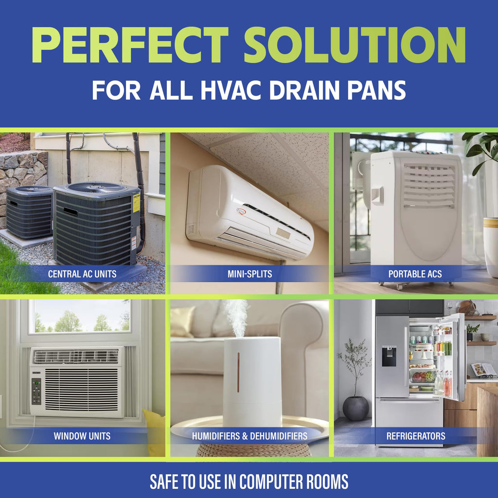 HVAC Drain Line Cleaner- Prevents Odors, Keeps HVAC Drain Pan Clean, Prevents Overflow, No residue | One Tablet Lasts up to 4 Weeks