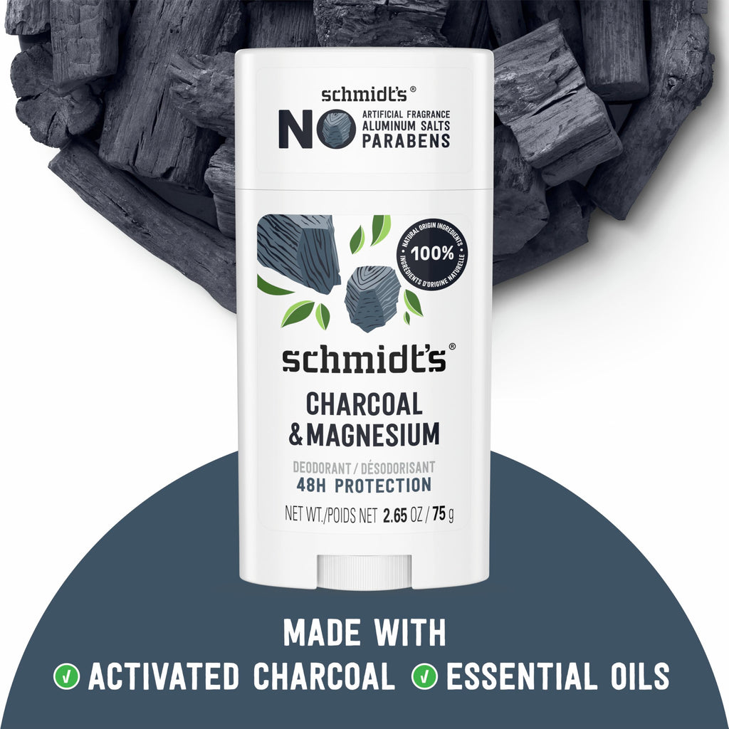 Schmidt's Aluminum-Free Vegan Deodorant Charcoal & Magnesium with 2.65 oz