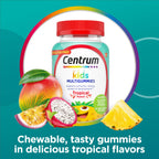 Centrum Kids Multivitamin Gummies, Tropical Punch Flavor, 150 Tablets | Contains B Vitamins, Vitamin C, Vitamin D, and Vitamin E, Supports Immunity, Energy, Growth and Development