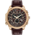 Buy now Citizen Men's Eco-Drive Weekender Brycen Chronograph Watch in Gold-tone Stainless Steel, Brown Leather strap (Model: BL5403-03X) Default at indiglob india