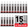 15 PCS 15ml B7000 Rhinestone Glue Clear with Precision Tip, Bedazzling Glue, Multipurpose Super Glues for Nail, Craft, Jewelry Making, Nail Art, DIY, Makeup, Shoes