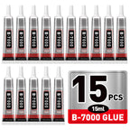 15 PCS 15ml B7000 Rhinestone Glue Clear with Precision Tip, Bedazzling Glue, Multipurpose Super Glues for Nail, Craft, Jewelry Making, Nail Art, DIY, Makeup, Shoes