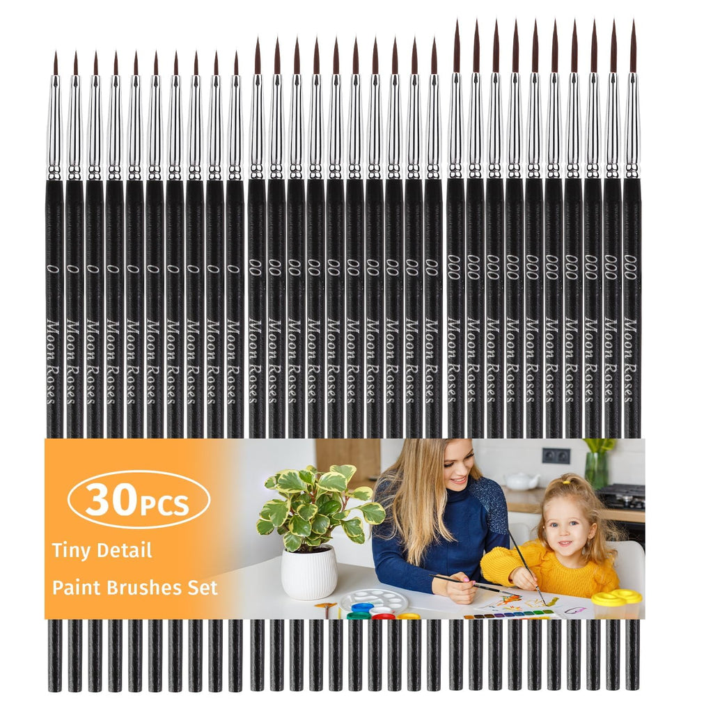Moon Roses 30 Pcs Miniature Detail Paint Brush Set