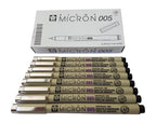 Sakura Pigma Micron pen 005 Black ink marker felt tip pen, Archival pigment ink, fine point for artist drawing pens - 8 pen set