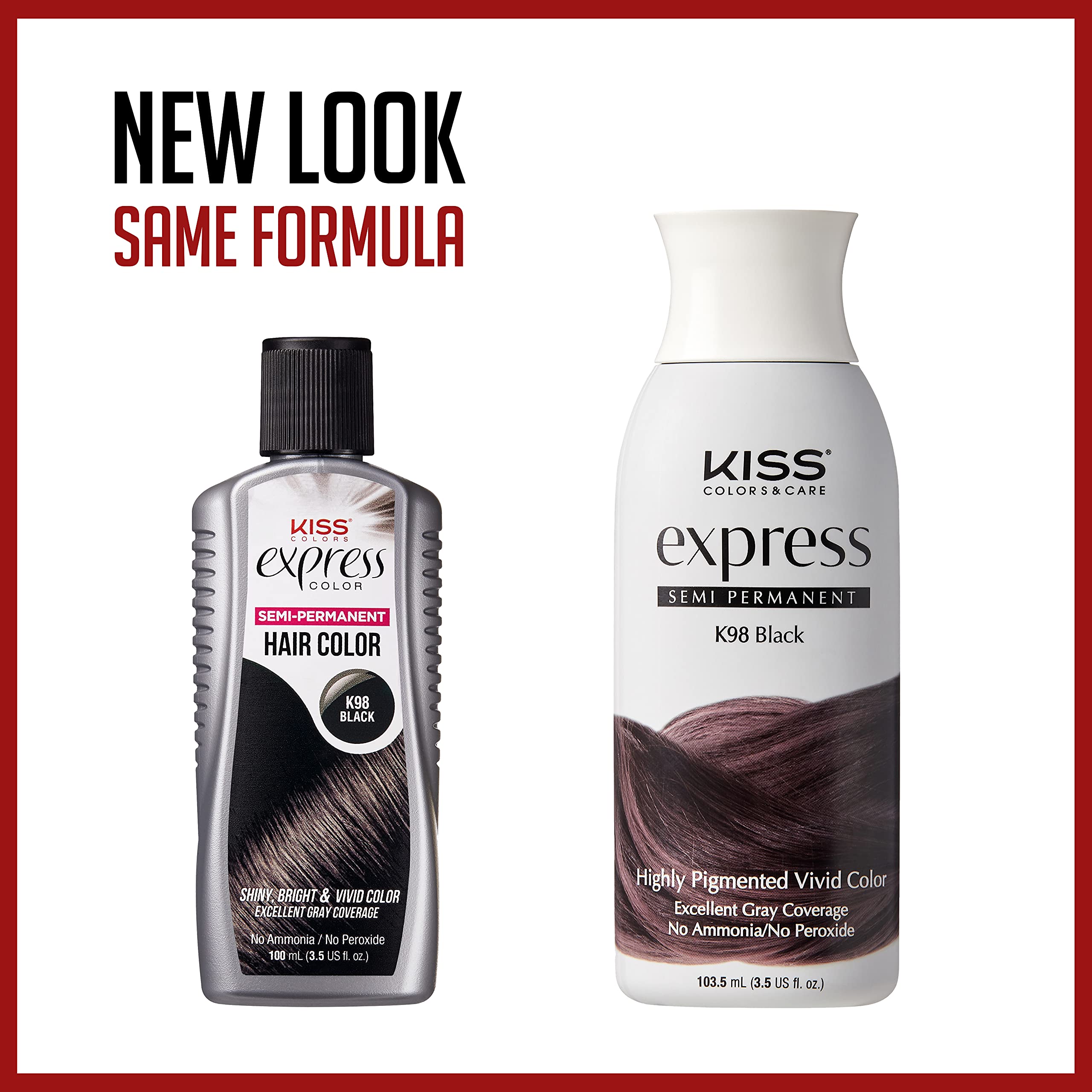 Buy now Kiss Express Semi-Permanent Hair Color â€“ Vivid, Highly Pigmented Dye for Vibrant Hair, Gentle Formula, Gray Coverage, pH Balanced,23 Intermixable Shades, All Hair Types (3.5 oz, Darkest Brown,1 Count) at indiglob india