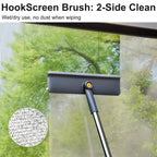 3-in-1 Window Squeegee for Home - 60" Window Cleaning Kit with 3 Microfiber Cloths & Screen Brush, All-in-1 Cleaner Tool for Outdoor Windows, Glass Door & Screens, Lightweight & Easy Storage