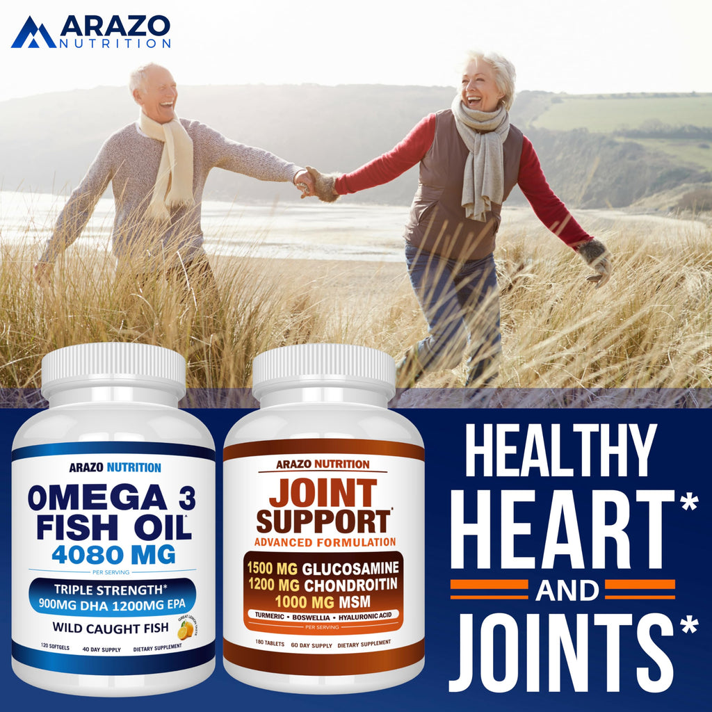 Arazo Nutrition Wild Caught Omega-3 Fish Oil Concentrate – 4,080mg per Serving – High EPA 1200mg & DHA 900mg – 120 Burpless Lemon Softgels