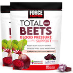 Force Factor Total Beets Blood Pressure Support & Nitric Oxide Supplement | with Beet Root Powder & Grape Seed Extract for Heart Health, Acai Berry Flavor, 120 Beet Chews, 2-Pack
