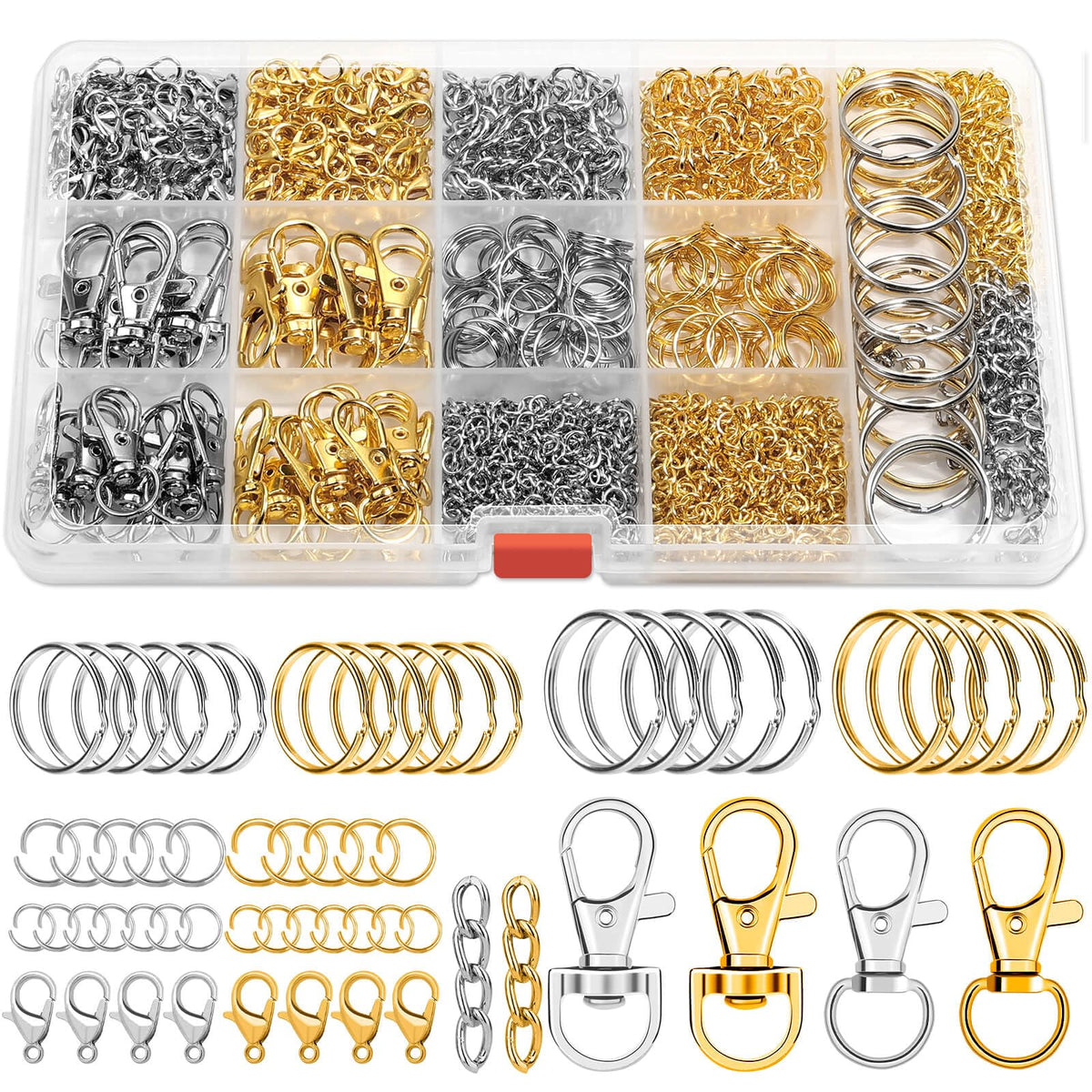 PAXCOO Keychain Making Kit, Keychain Craft Supplies Including Key Chain Hooks, Lobster Clasps, Key Rings and Jump Rings for Key Chain Making and Jewelry Making