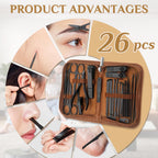MINKINH Manicure Set Professional Nail Clipper Kit-26 Pieces, Brown | Stainless Steel Manicure Kit, Nail Care Tools with Travel Case for Men & Women, Hand & Foot Care, Gift for Family & Friends