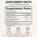Grass-Fed Ox Bile 1000mg Extract - Digestive Enzymes Support - Ox Bile Salts for No Gallbladder - Supplements with Black Pepper - Supports Digestive Health - Bovine Salts Supplement - 180 Count