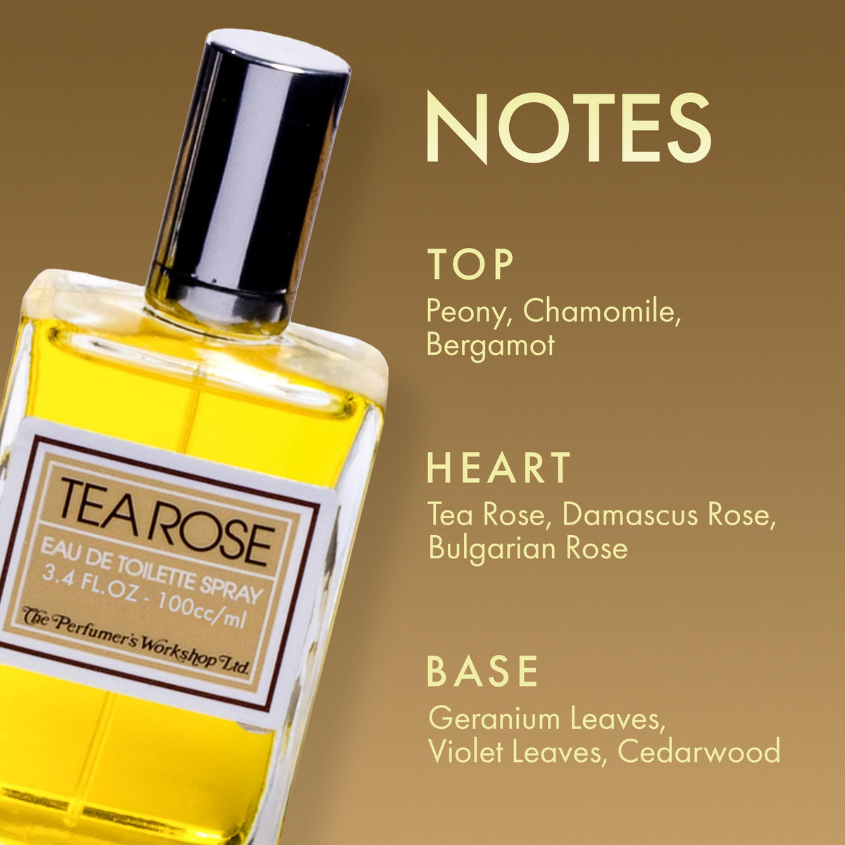 Perfumer's Workshop Tea Rose Eau de Toilette Spray for Women, Classic Floral Rose Perfume, 3.4 fl. oz.
