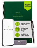 Buy now Rocketbook Core Reusable Spiral Notebook, Letter Size 8.5x11, Black - Dotted Pages, App-Connected, Erasable, Durable Cover, Ideal for School, Work, and Creative Projects at indiglob india