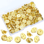 Mudder 50 Pieces Brass Pin Backs Replacement Gold Butterfly Clutch Badge