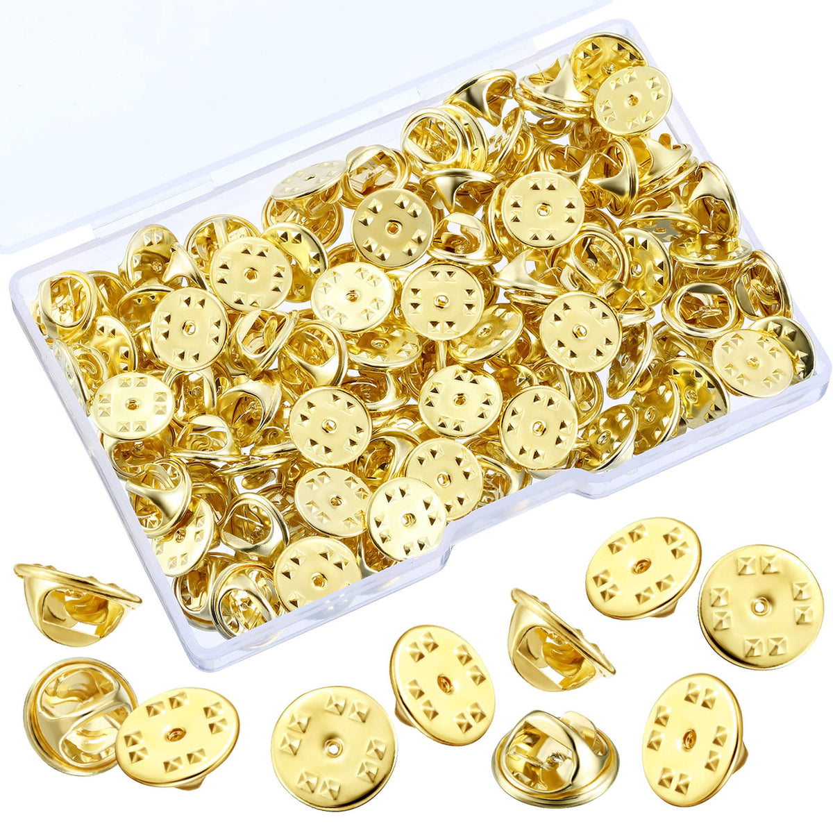 Mudder 50 Pieces Brass Pin Backs Replacement Gold Butterfly Clutch Badge