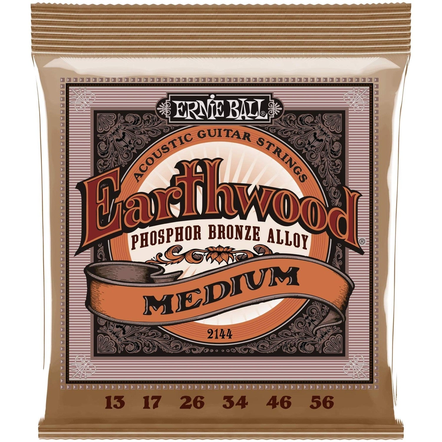 Buy now Ernie Ball Earthwood Medium Light Phosphor Bronze Acoustic Guitar Strings, 12-54 Gauge (P02146) Medium (13-56) Single Pack at indiglob india
