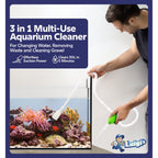 Luigi's Fish Tank Cleaner - Turtle Tank Accessories - Gravel Vacuum for Aquarium - Hand Siphon Hose to Remove and Change Water or Sand in Minutes - Aquarium Cleaning Tools
