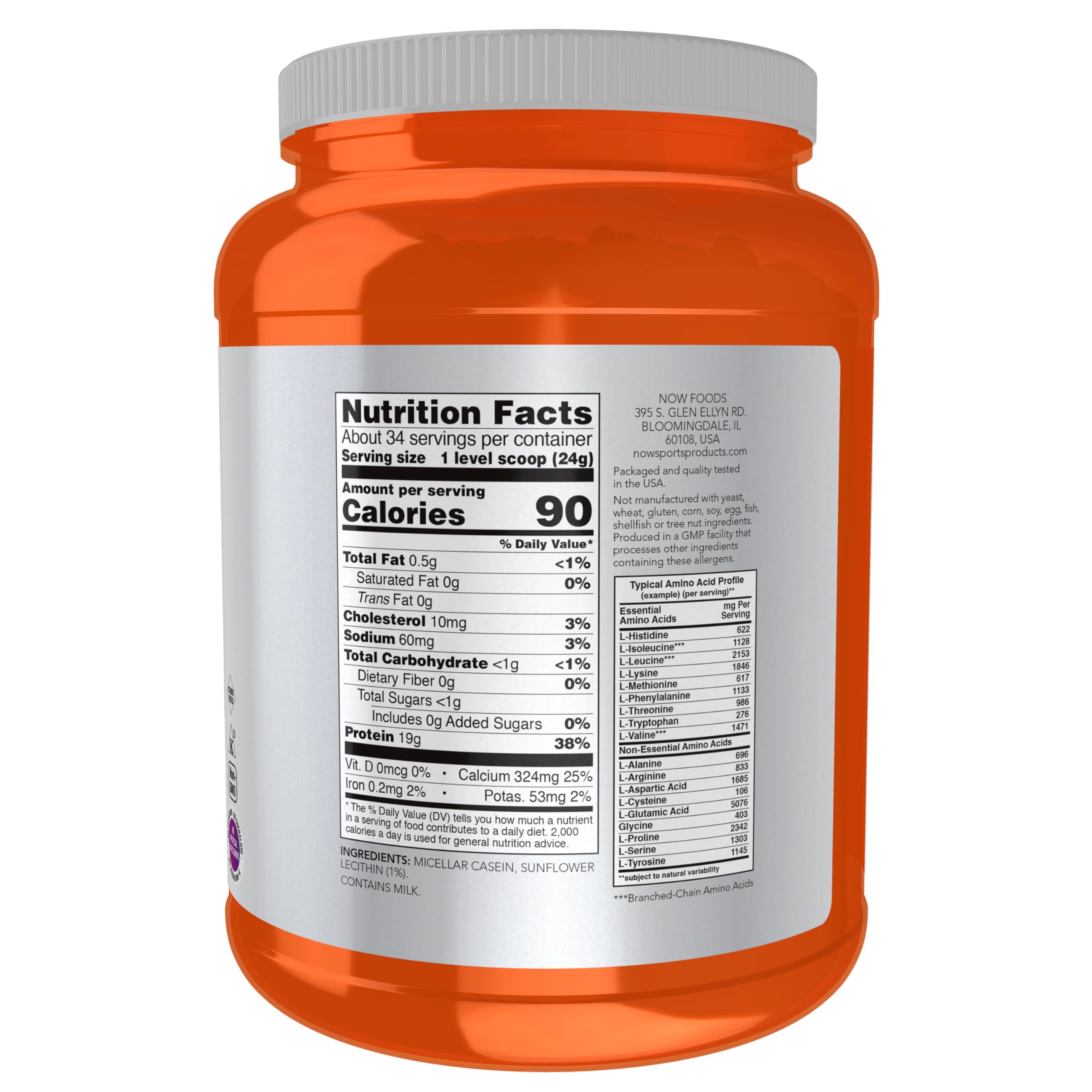Buy now NOW Foods Sports Nutrition, Micellar Casein 19 g, Slow Release, Unflavored Powder, 1.8-Pound at indiglob india