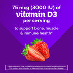 Vitafusion Vitamin D3 Gummies | 75 mcg | 120 Adult Gummy Vitamins | Extra Strength for Women & Men | Strawberry Flavor | Gluten-Free Supplement