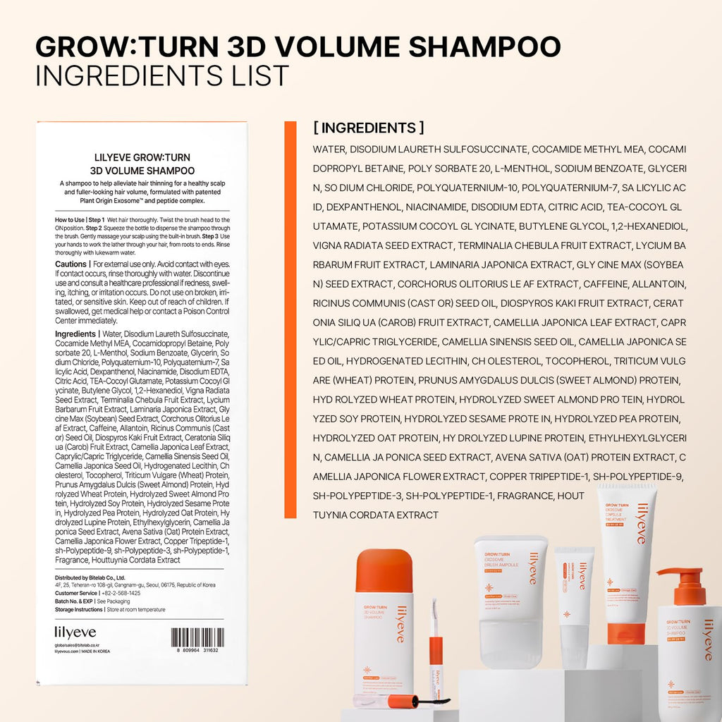 lilyeve GROWTURN 3D Volume Brush Shampoo, Biotin, Hair Growth, 6.76 fl oz