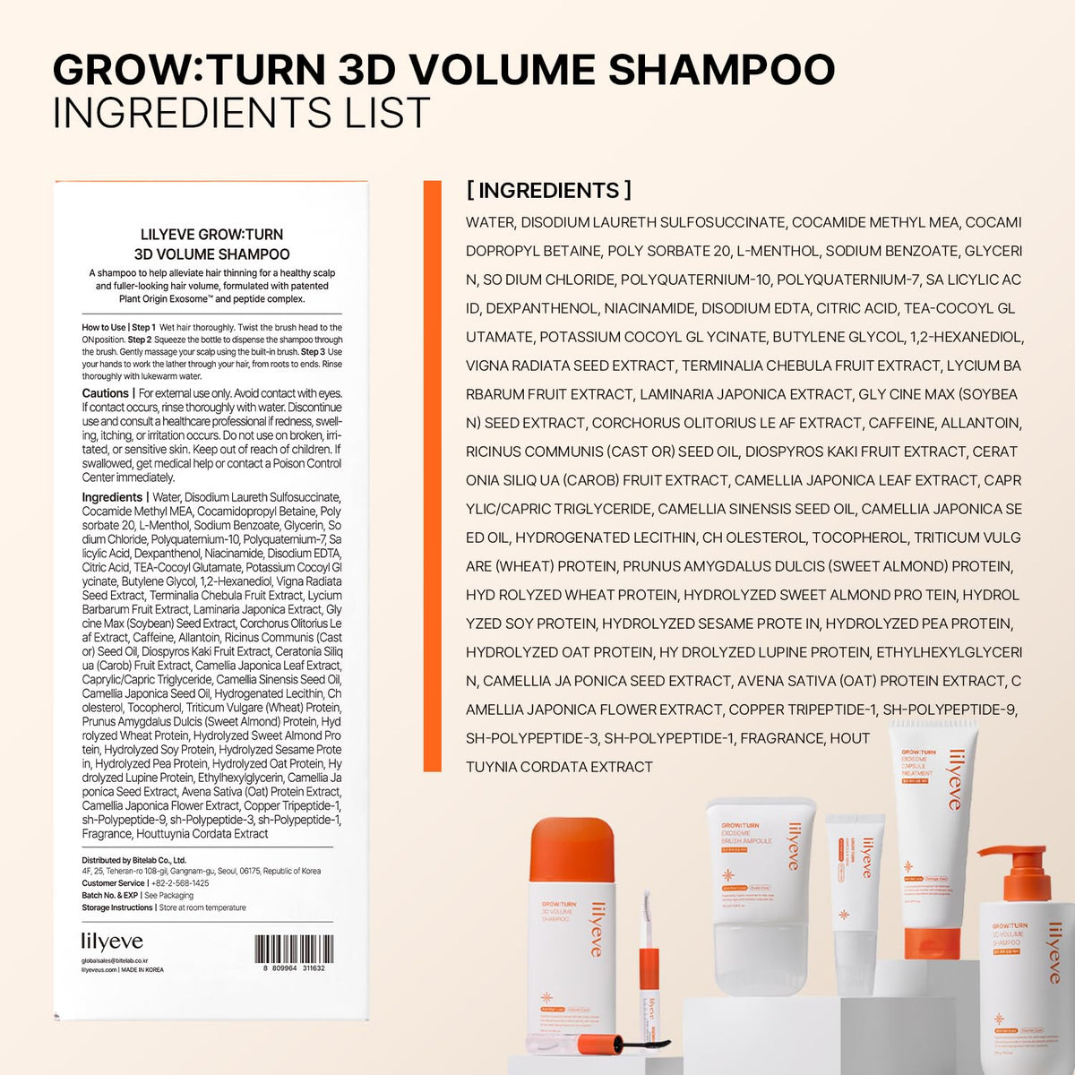 lilyeve GROWTURN 3D Volume Brush Shampoo, Biotin, Hair Growth, 6.76 fl oz