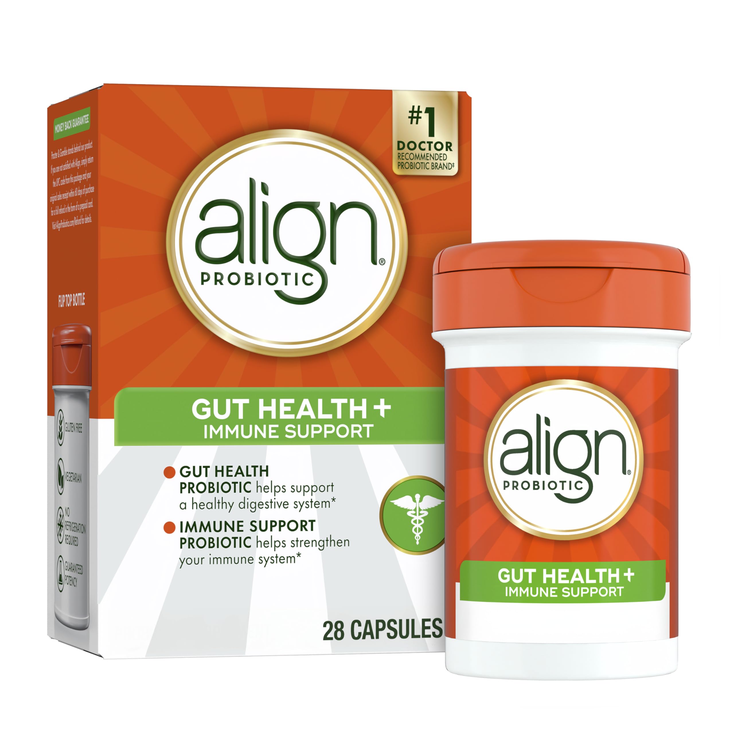 Align Probiotic, Gut Health + Immune Support Probiotic, Probiotics for Women and Men, Probiotics for Digestive Health and Immune Health, #1 Doctor Recommended Brand‡, 28 Capsules
