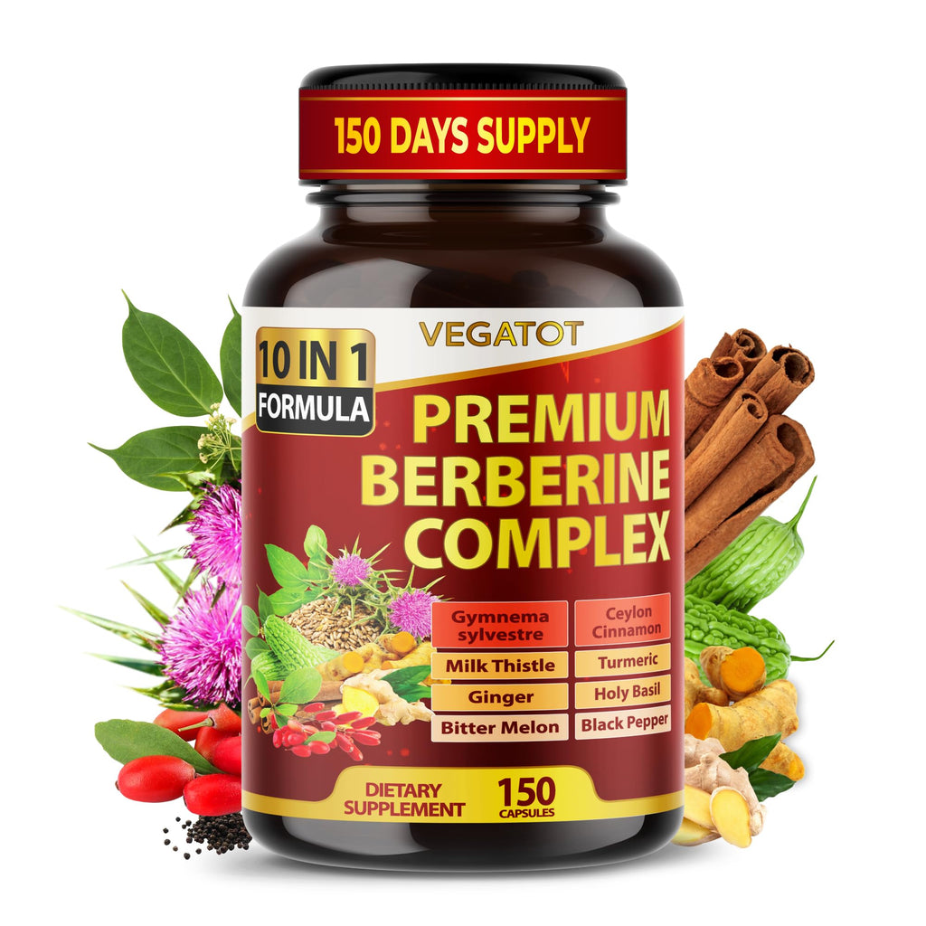 Vegatot Premium Berberine Complex 10-in-1 Formula, 150 Capsules