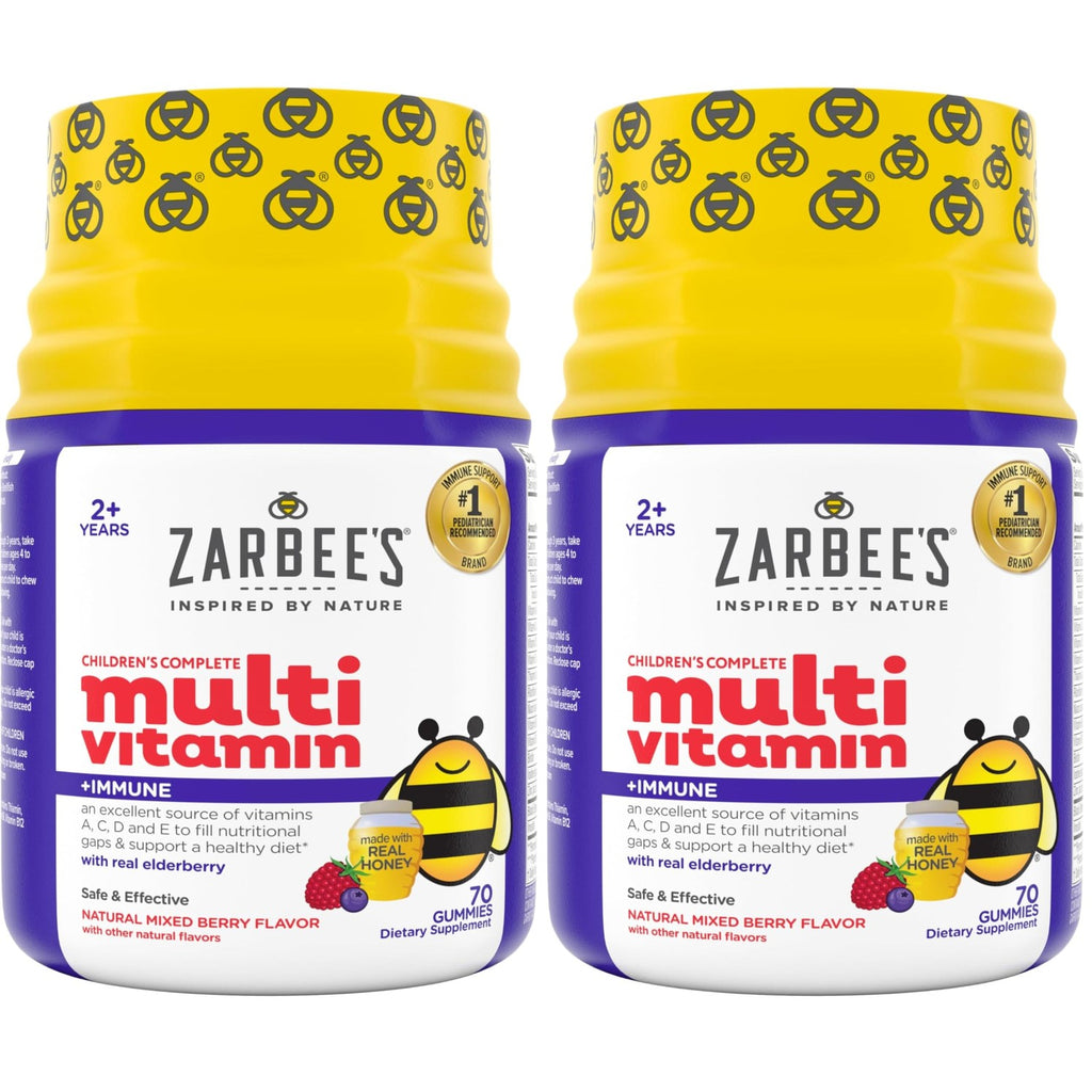Zarbee's Kids Complete Multivitamin Gummies + Immune Support, 70 ct | For Kids Ages 2+, Children Vitamins Gummy, Vitamin A C D3 E B6 B12, Folic Acid & Total B-complex
