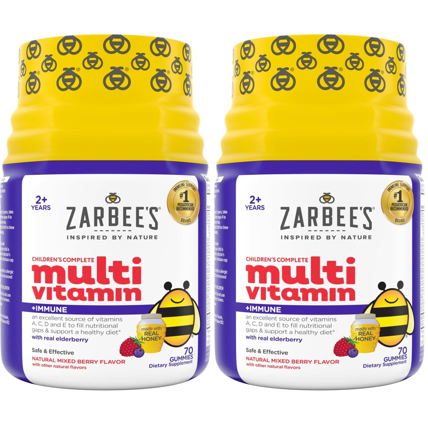 Zarbee's Kids Complete Multivitamin Gummies + Immune Support, 70 ct | For Kids Ages 2+, Children Vitamins Gummy, Vitamin A C D3 E B6 B12, Folic Acid & Total B-complex